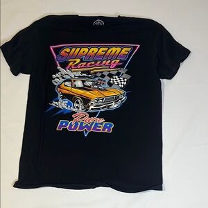Black T-Shirt with Supreme Racing Graphic